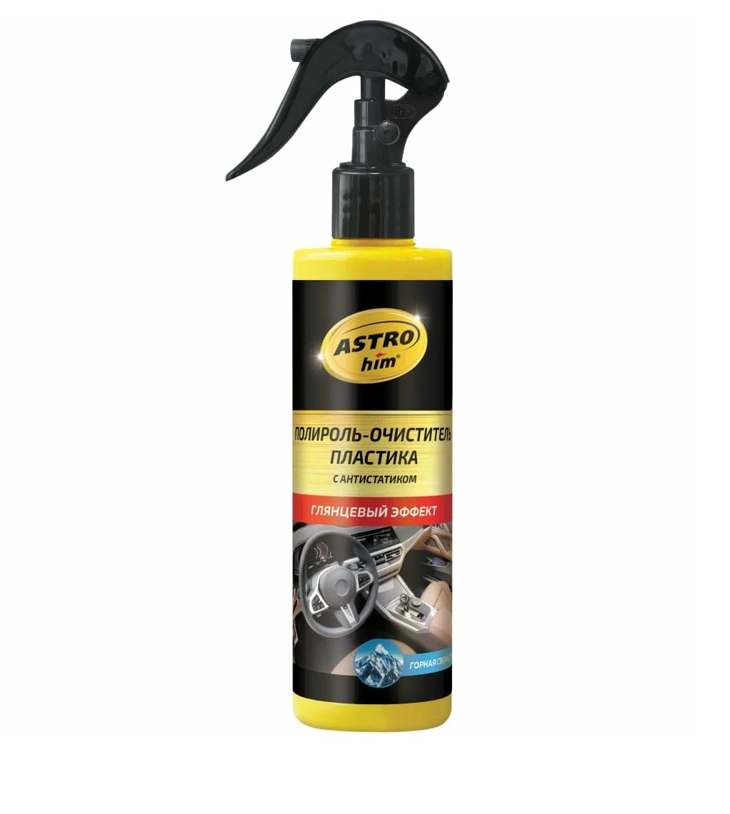 Полироль-очиститель пластика глянцевый ASTROhim Горная свежесть 250мл спрей